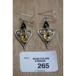 Pr 925 & tourmaline & citrine earrings