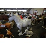 Beswick Mottled Grey Shire Horse and Foal