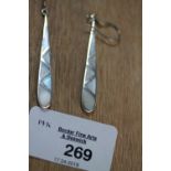 Pair Silver & Mother of Pearl Earrings