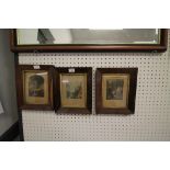 3 19th Century Rosewood framed Prints