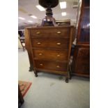 Oak 4 Drawer Chest with brass handles