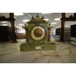 Green Onyx Mounted Clock (with key)