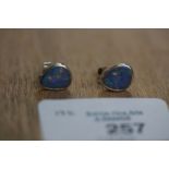 Pair of silver & opal doublet earrings