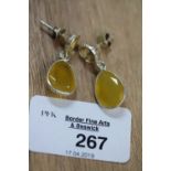 Pr Silver & two tone yellow quartz earrings