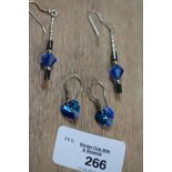 2 Pairs Blue Swarovski Crystal Earrings