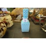 Hobnail cut blue slag glass perfume bottle - Sowerby style