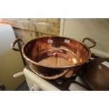 Victorian copper two-handled pan