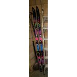 set of skis with poles