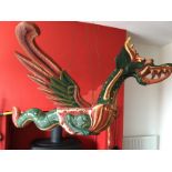 2 Hand Carved Wooden Chinese Hanging Dragons