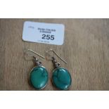 Pair of Silver & Turquoise Earrings