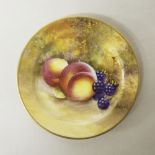 Royal Worcester porcelain 'Fruit' miniature plate, painted by William Roberts, black printed mark