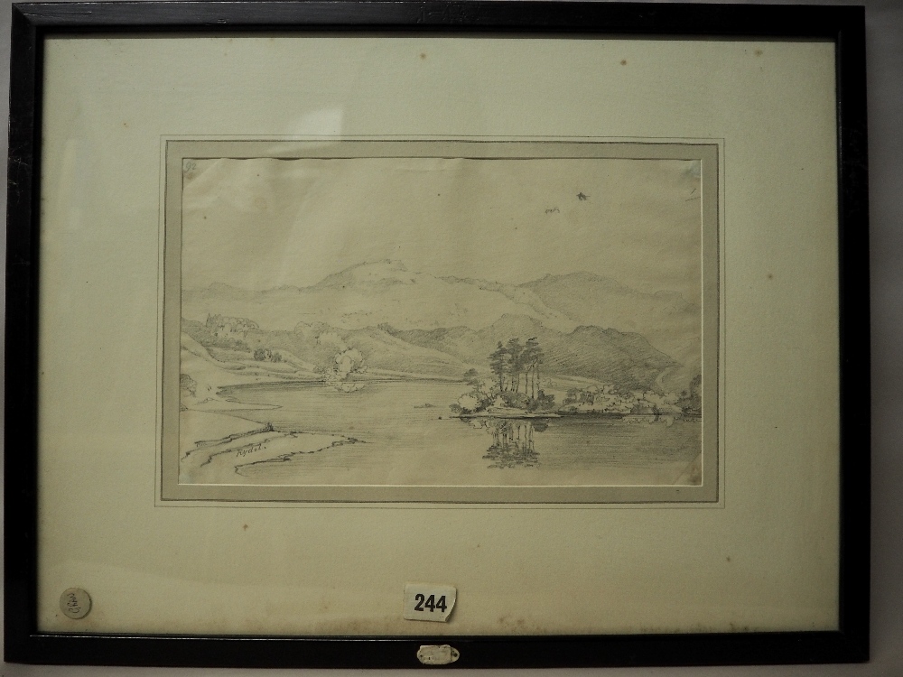 Early 19th Century School - Pencil drawing - 'Rydal from the Road to Grasmere', 20cm x 32cm, framed,