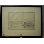 Early 19th Century School - Pencil drawing - 'Rydal from the Road to Grasmere', 20cm x 32cm, framed,
