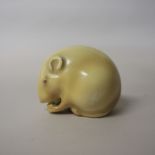 Royal Worcester porcelain blush ivory 'okimono' in the form of a mouse, green printed mark and