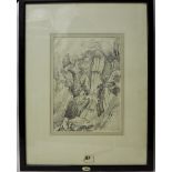 Early 19th Century School - Pencil sketch- 'Stock Gill Force', 29cm x 20cm, framed, inventory plaque