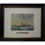 Frank Mason (1921-2009), gouache, American 7 Masted Schooner, 20cm x 27.5cm, signed, framed