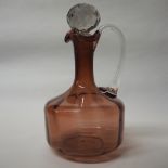 Victorian cranberry glass decanter and stopper, 23cm high