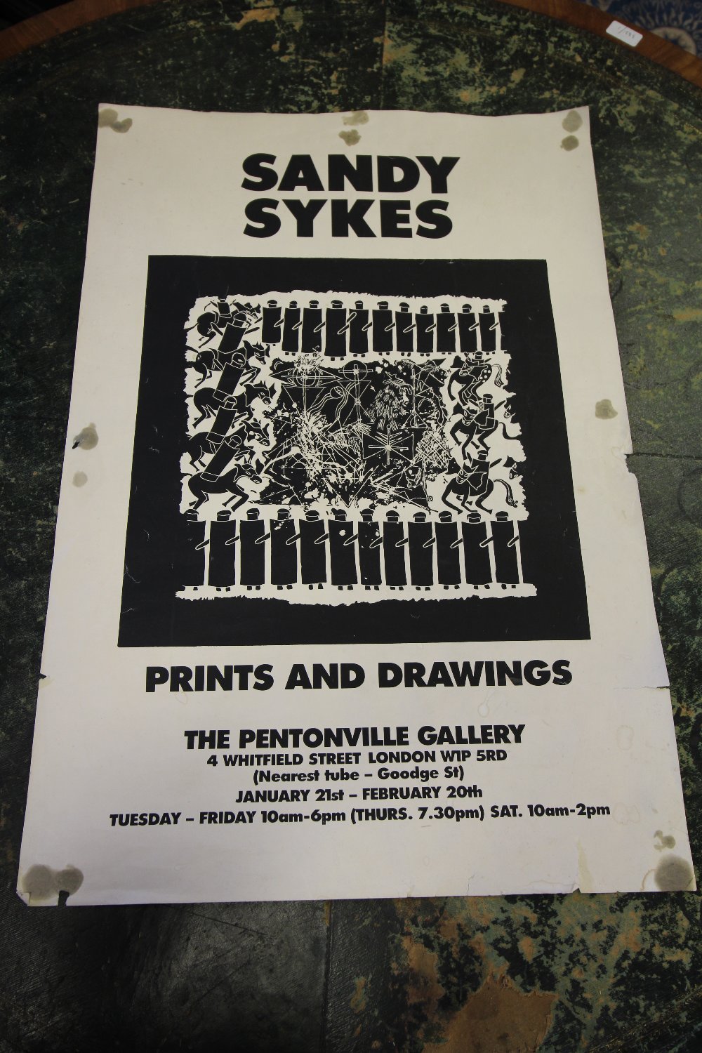 Colour poster, 'Sandy Sykes, Prints and Drawings',76cm x 51cm (a.f.)