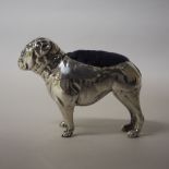 Edward VII silver 'Bulldog' pin cushion by Adie & Lovekin, Birmingham 1907, 5cm high