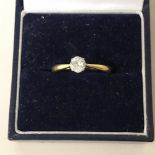 18ct gold and platinum mounted diamond solitaire ring, approx 0.3ct, ring size Q