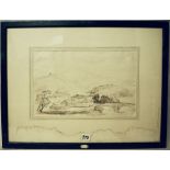 18th/19th Century School - Pencil drawing - Skelert Bridge, 21cm x 33cm, framed, inventory plaque