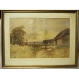 Paul Bertram (1833-1901), watercolour, Shepherd and Flock, 33cm x 49cm, signed, framed