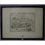 Early 19th Century School - Pencil sketch - 'Brathy Bridge', 21cm x 28.5cm, framed, inventory plaque