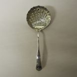 Edward VII silver sugar sifter spoon by FH, Sheffield 1907