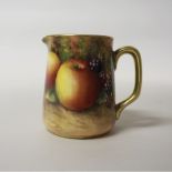 Royal Worcester porcelain 'Fruit' miniature cream jug, painted by Edward Townsend, blue printed