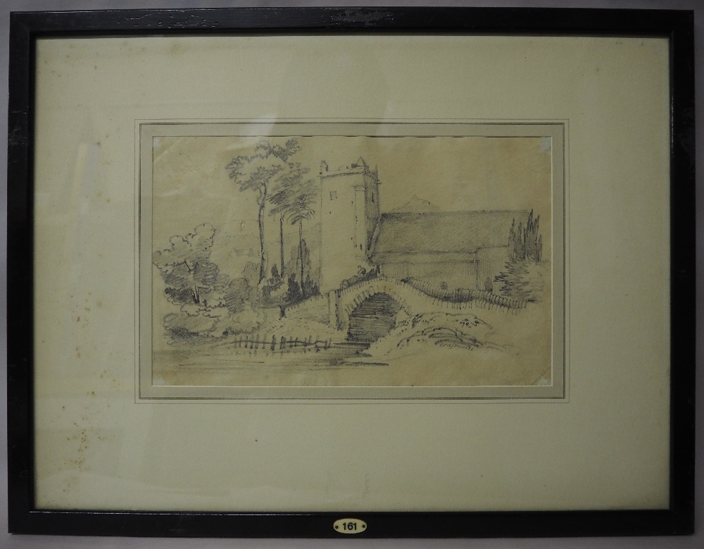 18th/19th Century School - Pencil drawing - Grasmere church, 19.3cm x 31cm, slight paper wear,