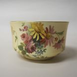 Royal Worcester porcelain blush ivory rose painted bowl, green printed mark, date code for 1901,