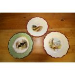 Three Royal Worcester Plates, painted with Game Birds