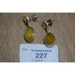 Pr Silver & two-tone yellow quartz earrings