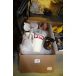 Box of miscellaneous mugs