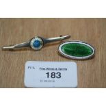 2 silver and enamel brooches