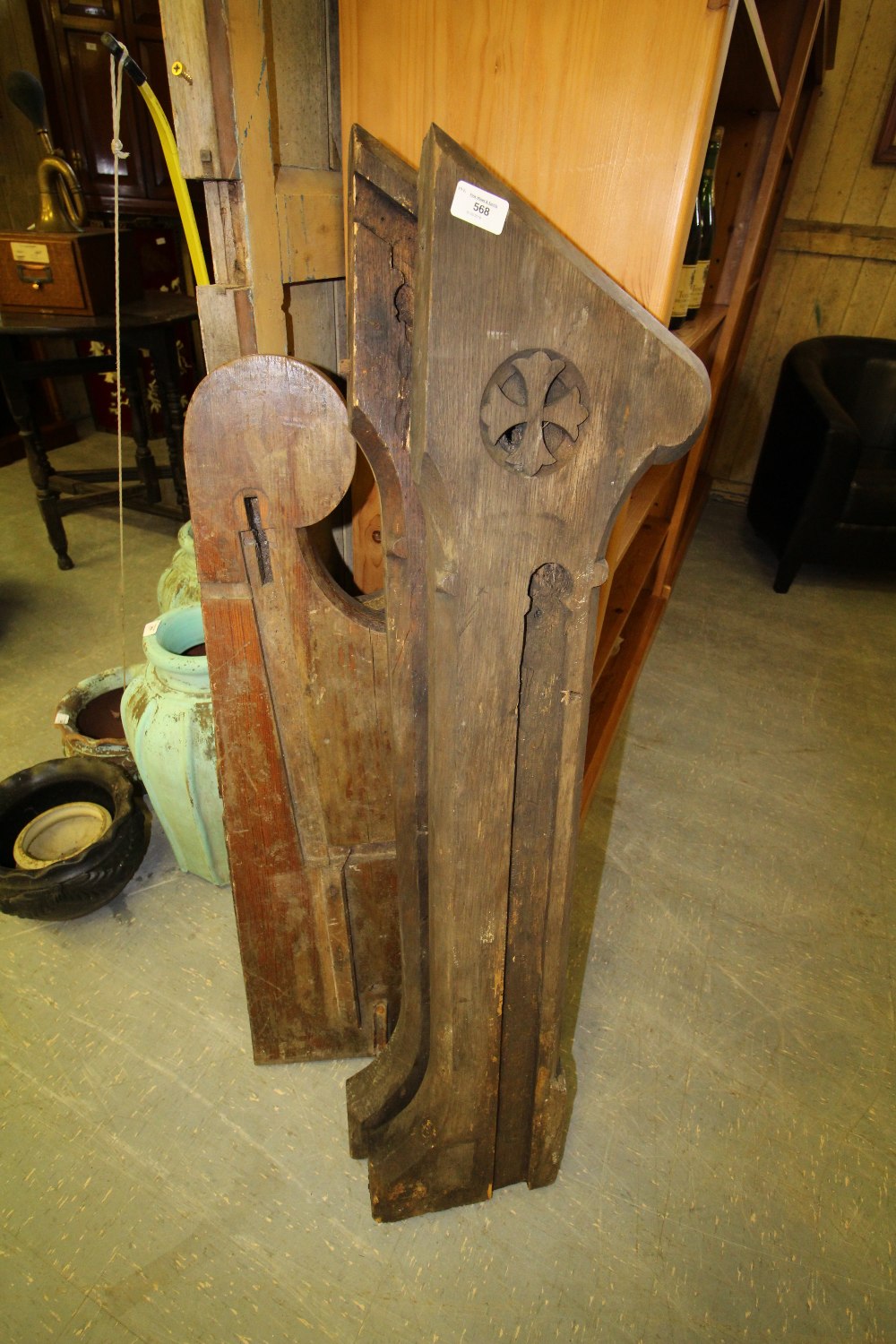 Pitch pine bench ends