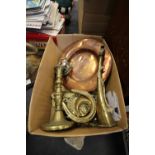 Box of Metalware inc Horse Brasses