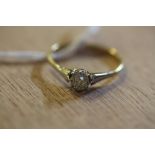 18ct gold and platinum mounted diamond solitaire ring, approx 0.3ct, ring size S/T, diamond with