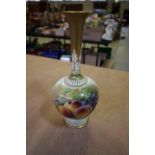 Royal Worcester porcelain 'Fruit' vase painted by William Ricketts, puce printed mark, date code for