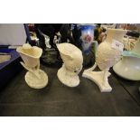 3 Pieces of Belleek Porcelain (1 A/F)