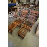 2 Teak Lounger Chairs