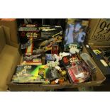Box of Boxed Star Wars Toys including Speeder Bike
