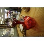 Victorian cranberry glass decanter and stopper, 23cm high