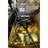 Box of Miscellaneous Collectables inc Metal Airplane, Walking Cane