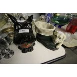 Resin Figure - Dog with Boot, Biscuit Barrel - Scottie Dog