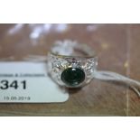 Indian Silver Star Emerald Ring - size N 1/2