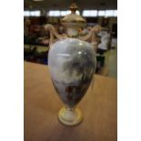 Fine Royal Worcester porcelain two handled vase and cover, painted with Lowland Cattle by John