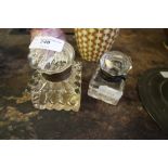 2 Antique Glass Inkwells