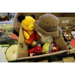 Box of Old Teddies inc Sooty etc