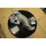 Signed Cubist Cat Resin Sculpture on Marble Base (A/F, chip on ear)